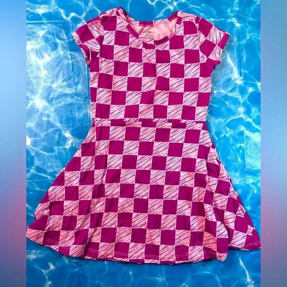 🐣4 for $20 George - Toddler Checkered Pink & Purple Sun Dress - Size 4-5 - Picture 1 of 2
